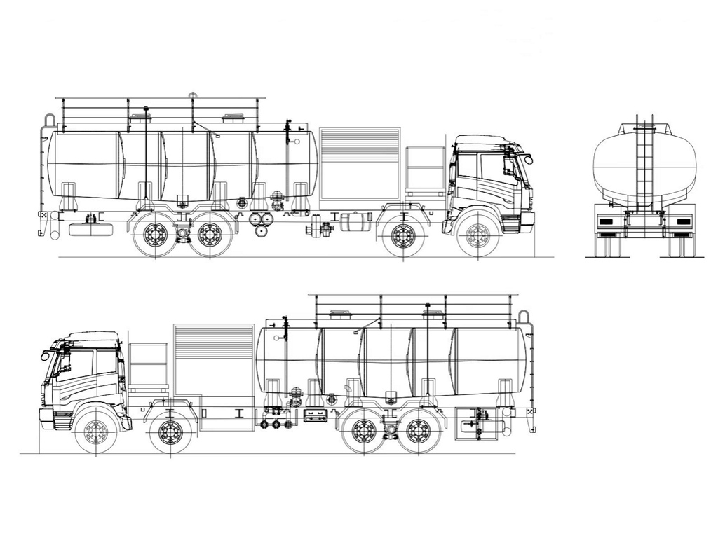HOWO 30000L aircraft fuel truck technical drawing