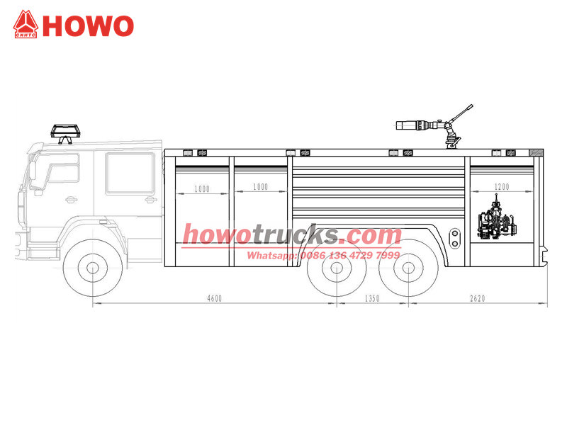 HOWO 6×4 firefighting truck drawing